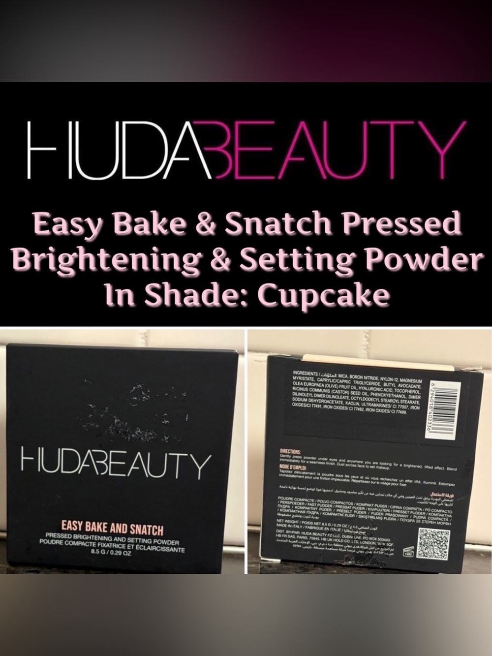 Huda Beauty Easy Bake & Snatch Pressed Brightening & Setting Powder (Cupcake)